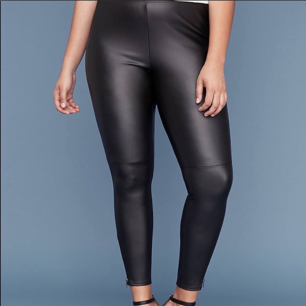 Lane Bryant Faux Leather leggings w/zipper detail